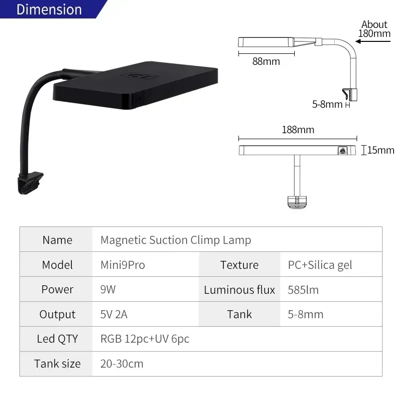 WEEK AQUA USB LED Aquarium Light – Full Spectrum Plant Grow Lamp 5