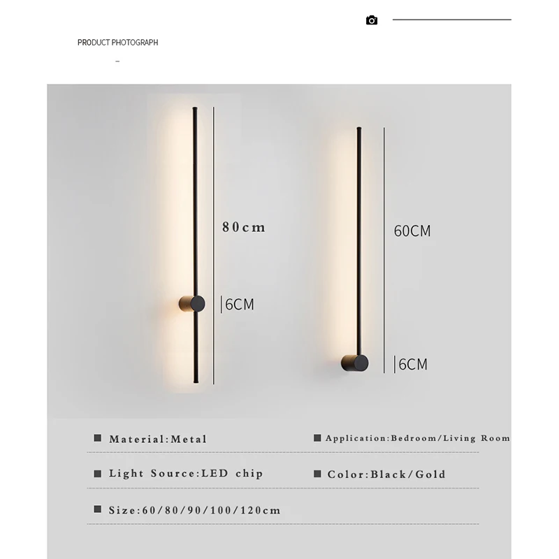 Led Wall Lamp Wall Lamp LED Contemporary Long Strip Wall Lamp for Indoor Living Room Bedroom Dining Room Bathroom