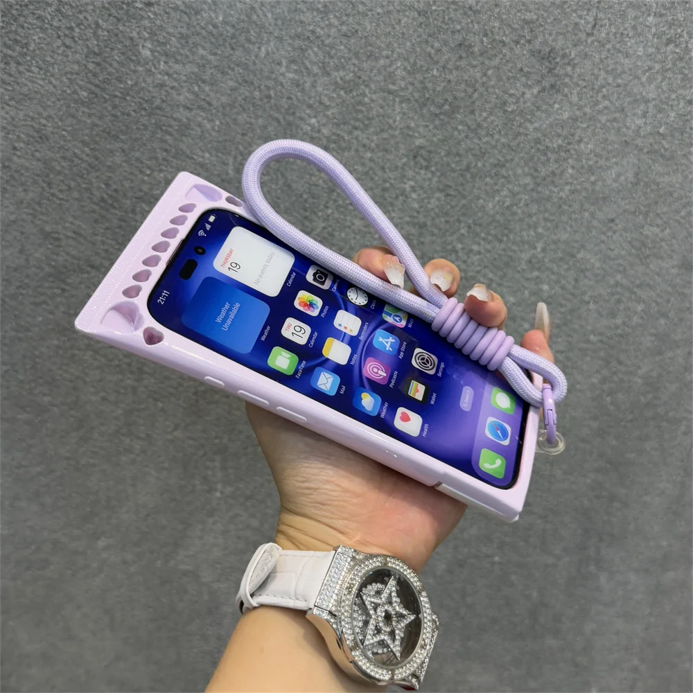 جراب هاتف سيليكون لامع من ins Lanyard BB Wash Face Cream لهاتف iPhone 16 15 14 13 12 Pro Max 3D غطاء خلفي واقٍ كامل من الصدمات 5