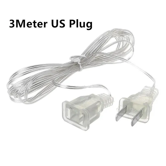 3M 5M 110V 220V EU US Plug Power Extension Cord Transparent Extension
