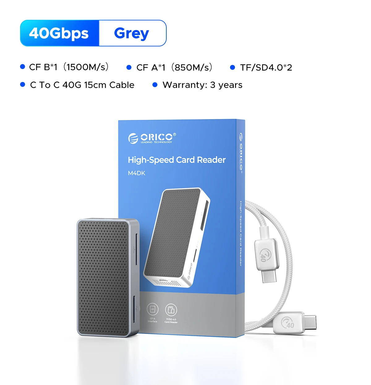 ORICO オールインワンカードリーダー 40 ギガバイト高速サポート CFA/B