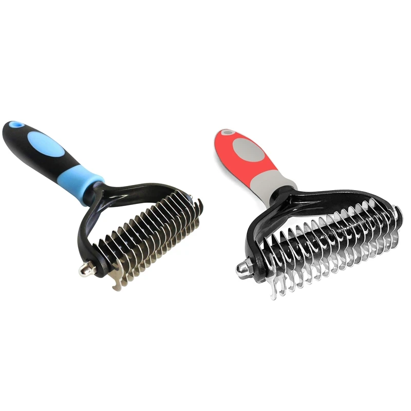 Pet Deshedding Brush Pettine Per Cani Dematting Su 2 Lati Spazzola Per Gatti Rastrello Strumenti Per La Toelettatura Del Cucciolo Undercoat Spargiment