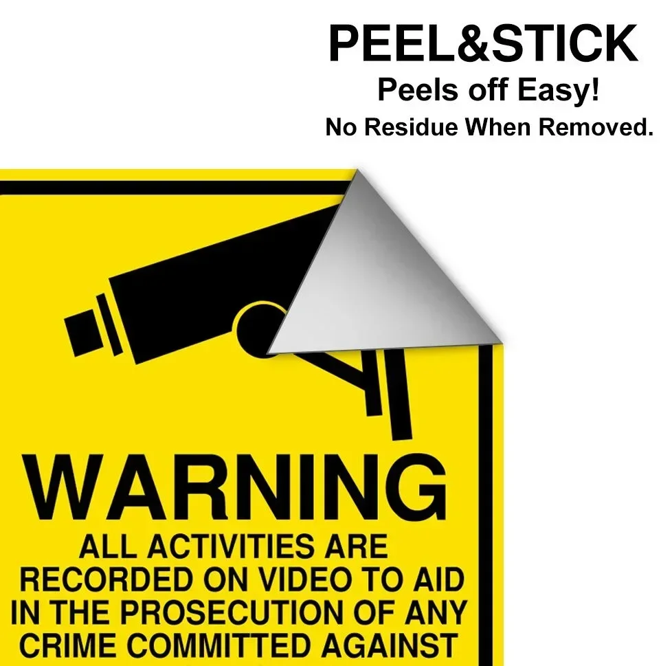 Warning Sticker PVC Camera Alarm Sticker Waterproof Sunscreen Home CCTV Video Surveillance Security Decal Signs 1/3/5pcs