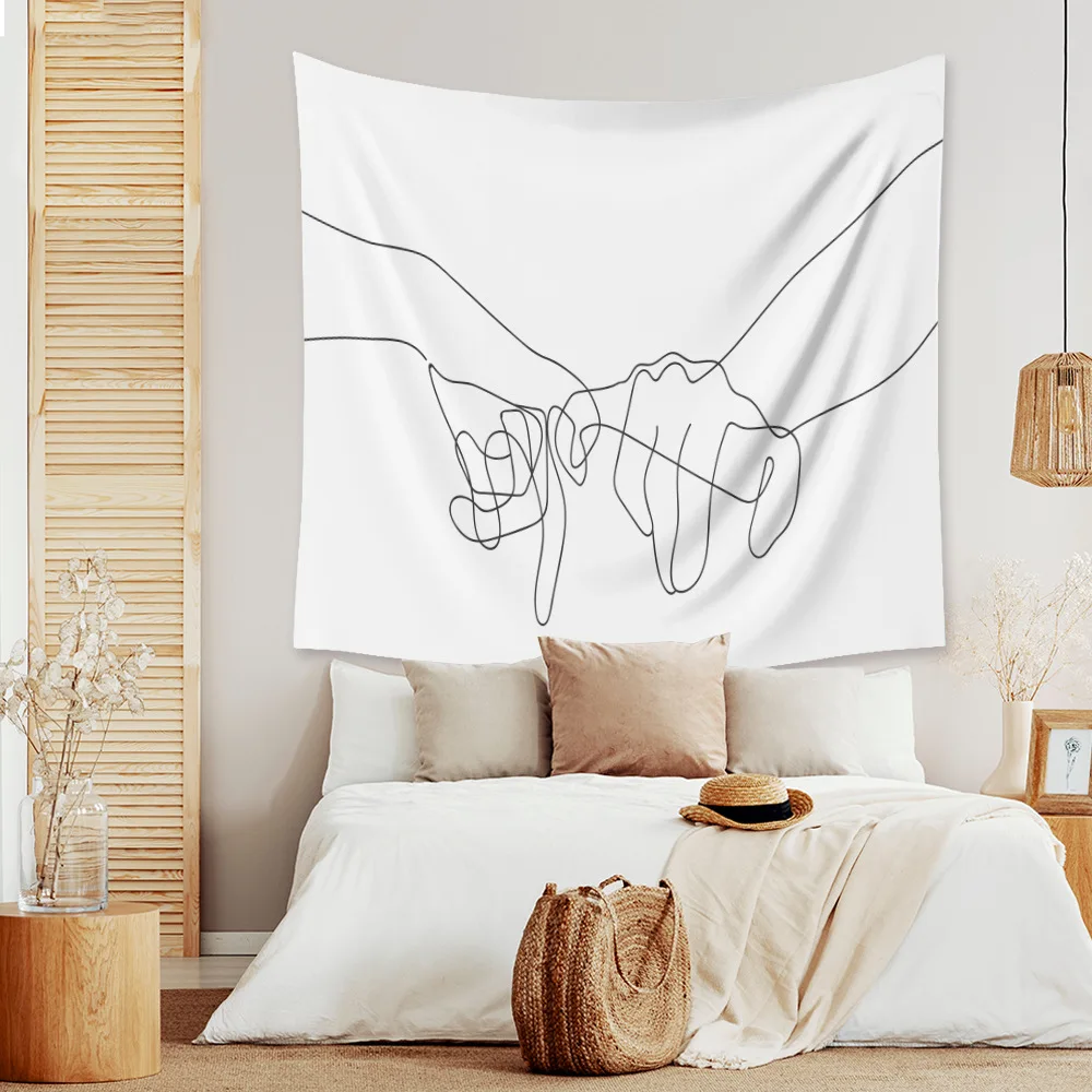 

Hot selling ins style minimalist literary black and white line home decoration tapestry