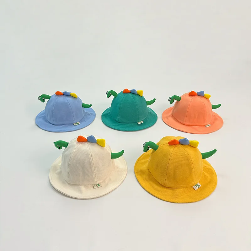

Cute Dinosaur Baby Fisherman Caps Spring Autumn Cartoon Soft Cotton Bucket Hats For Kids Boy Girl Outdoor Baby Sun Hats