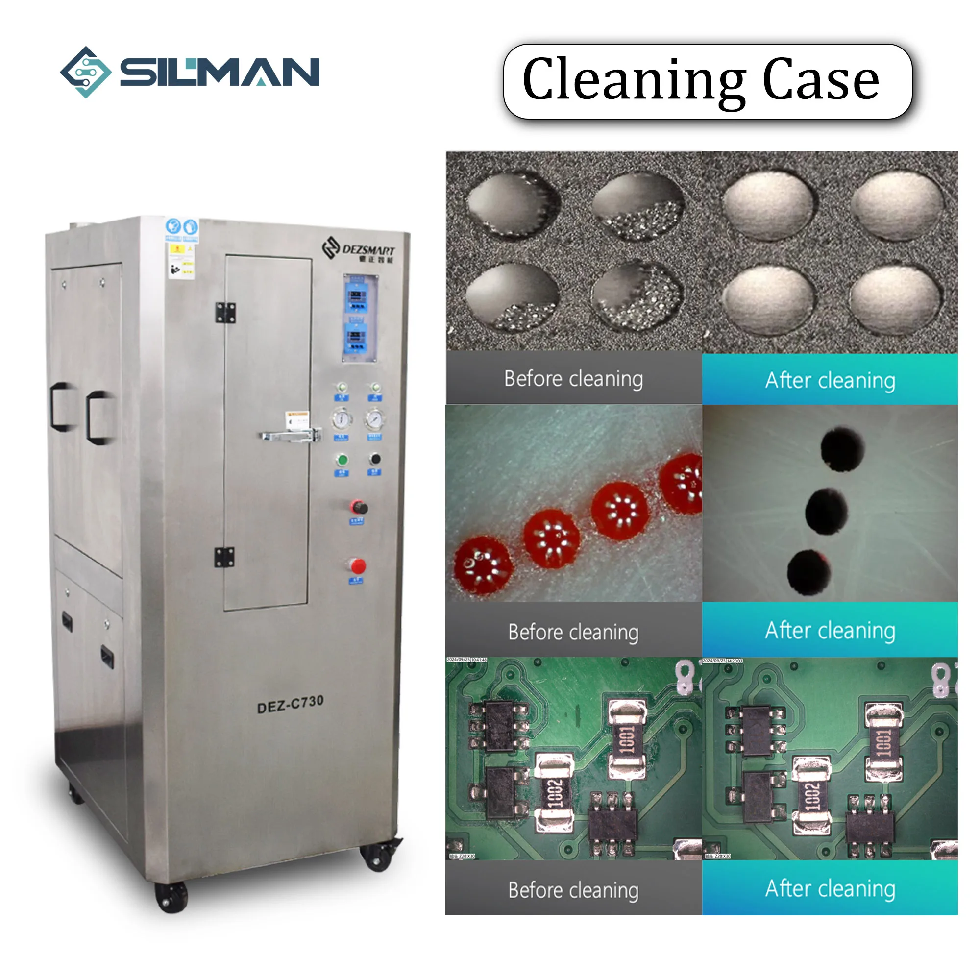 Factory Price Silman DEZ-C730 Pneumatic Automatic Off-Line SMT PCB Stencil Silk Screen Cleaning Equipment Flux Cleaning Machine 6