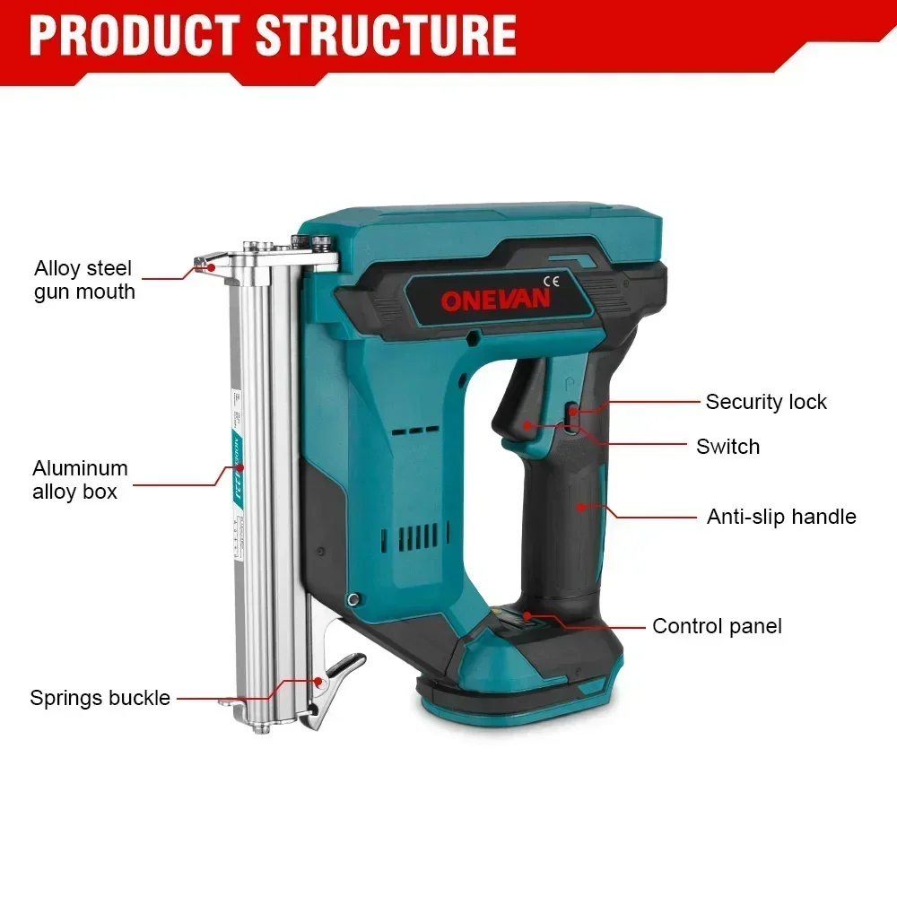 Nailing Gun Nail Gun Staple Gun Brushless Electric Nail Gun 2Gears Cordless 422J Stapler Nailer Lithium Battery Power Tool For Makita 18V Battery