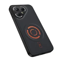 Fabric Leather Magnetic Phone Case - Ultra Shockproof, Non - Slip, Full Camera Protection, Magsafe - Compatible Back Cover for Tecno Pova 7 5G (Black )