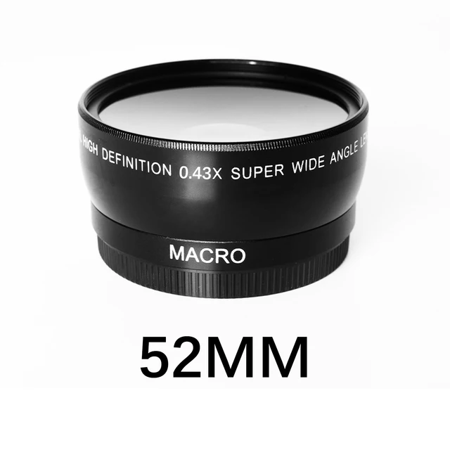 52mm 2 in 1 HD 0.43X Super Wide Angle Macro Lens for 52mm Filter Size Canon Nikon Sony Camera Lens Teleconverter Wide-angle Lens