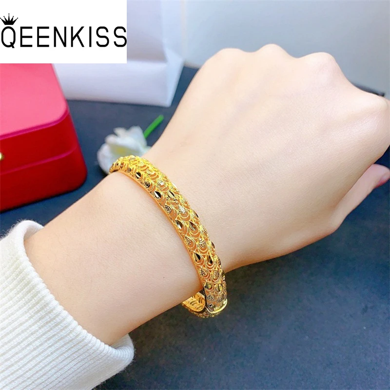 

QEENKISS BT5311 FineJewelry Party Birthday Wedding Christmas Gift Phoenix 24KT Gold Bracelet Bangle for Women Girlfriend Bride