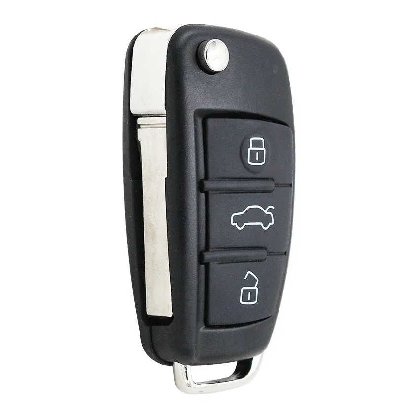 Ecusells 3 Button Folding Flip Remote Key Shell Case Smart Car Key Housing for Audi A3 A4 A6 A6L A8 TT Quattro Q7 S6 Uncut Blade