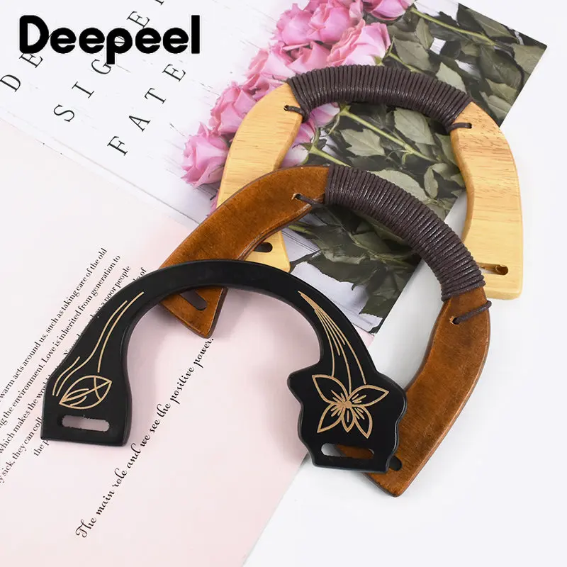 

2/4Pcs Deepeel 15/16/17cm Wooden Bags Handle Purse Frames Sewing Brackets Handmade DIY Bag Handles Kiss Clasp Sew Kit Accessory