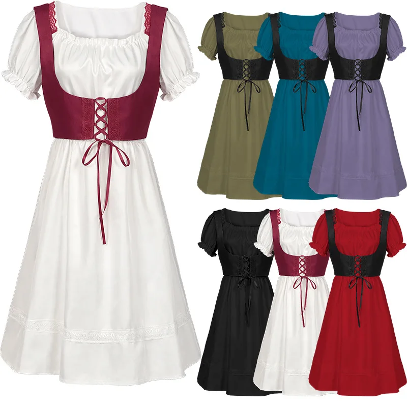 

Women Vintage Retro Dress Steampunk Gothic Victorian Disguise Girls Elegant Evening Dresses Halloween Carnival Party Clothes