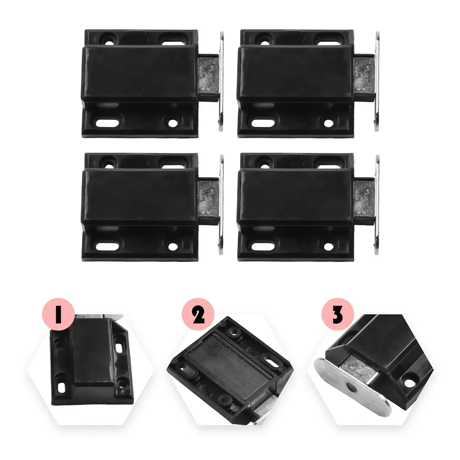 4pcs Magnetic Cabinet Catches Push To Open Latches Pressure Touch Release Magnet Latch Lock Set For Kitchen Wooden Door magnetic cabinet catches magnetic cabinet latches cabinet door latch