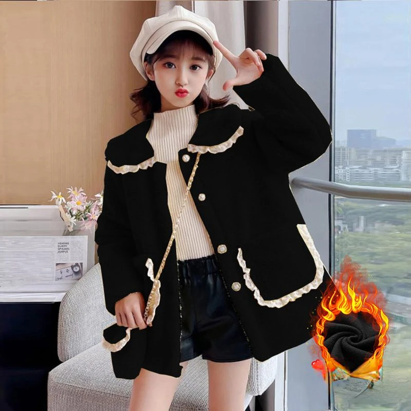 

Girls Winter Jackets Overcoat Kids Small Fragrance Cashmere Cotton-padded Coats Thicken Children Keep Warm Outerwear Clothes T49