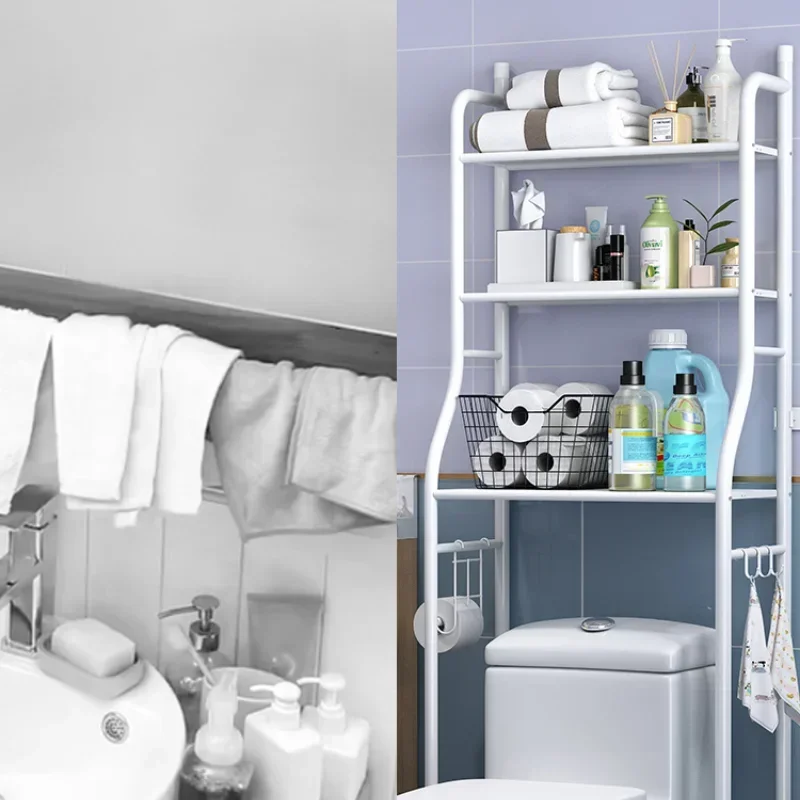 Bathroom Toilet Storage Rack Floor to Floor Toilet Rack Washroom Punching Free Washing Machine Basin Storage Rack 4