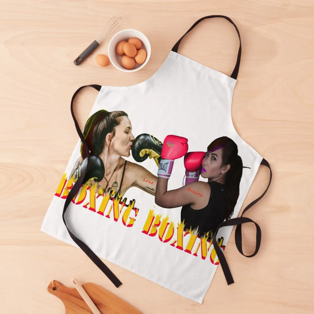 

Love Boxing Apron Trim Cloth Household Items Useful Women Kitchen Apron