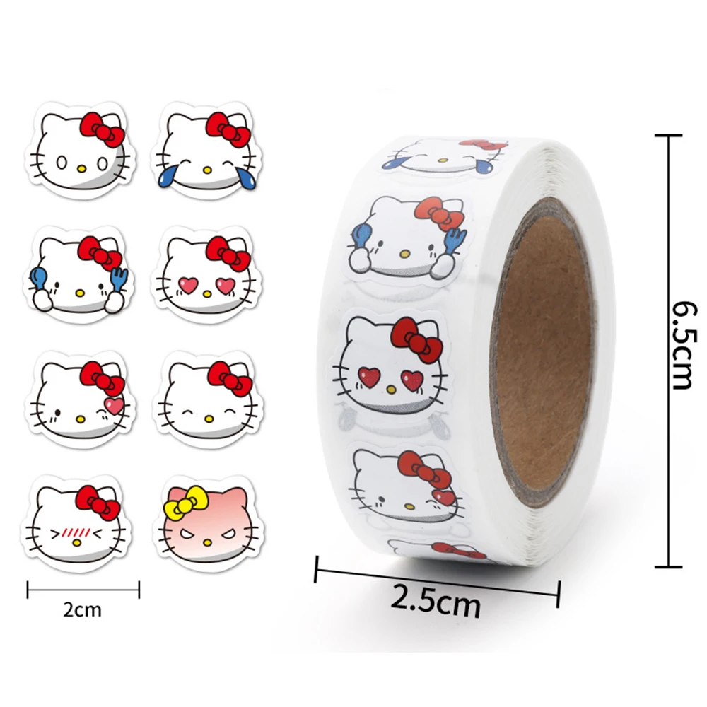 500pcs Cute Anime Sanrio Reward Stickers Roll for Teacher Student Stationery Stickers Kawaii Hello Kitty Sealing Labels Sticker 20 100 pieces sticker cardboard labels gift wrapping labels holiday gift sealing label stickers thank you for your order