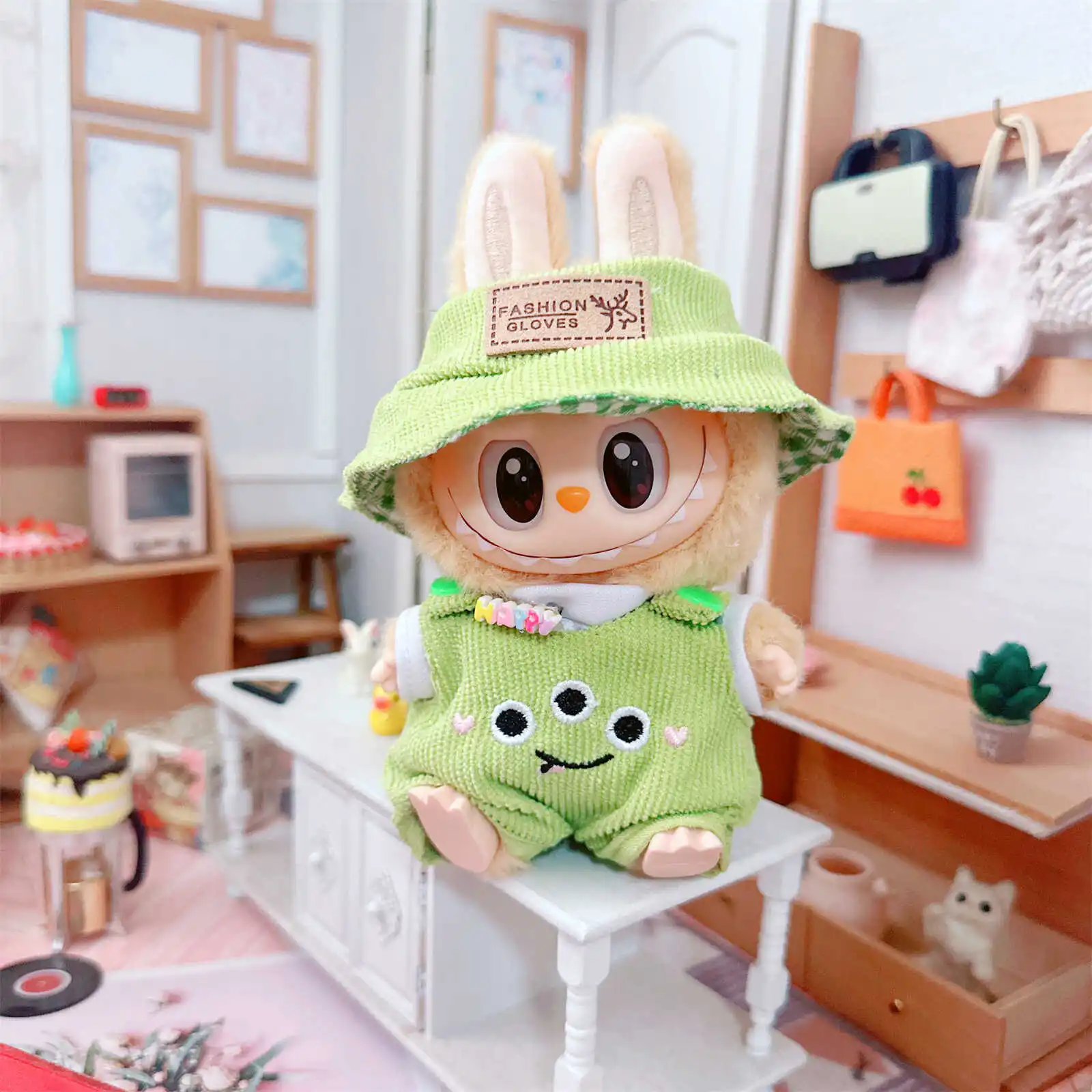 Labubu 17cm Cute Mini Plush Doll Clothing Toy Korean Kpop Idol Doll Work Clothes Set Bear Clothing Children's Gifts In Stock
