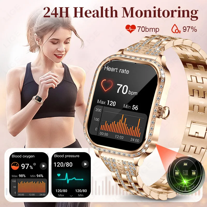 Nuovo Smartwatch per Donne, Display HD da 1,75 Pollici, Monitoraggio Frequenza Cardiaca, Fitness, Impermeabile IP68, Chiamate Bluetooth, Regalo per Signore - Image 6