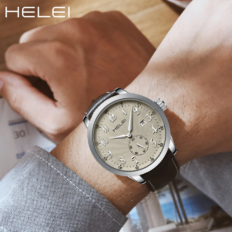 HELEI men's watch top sports quartz watch men's quartz watch waterproof wristwatch calendar display men's watch gift for men