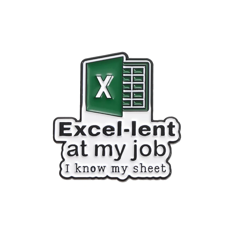 Creative Spreadsheet Enamel Pin Brooches - Office-Inspired Decorative Accessories