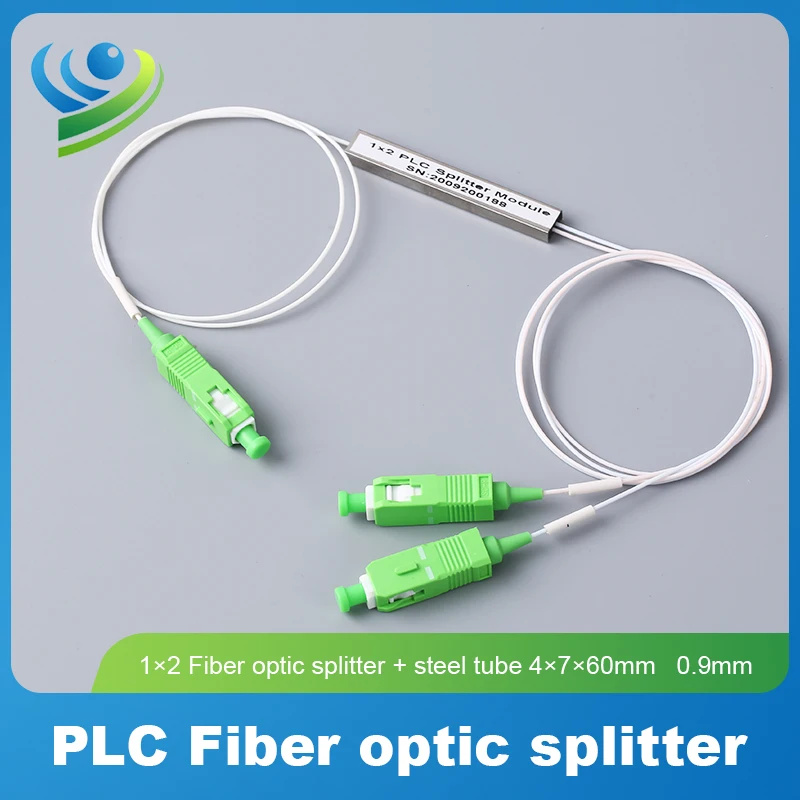 Fiber Optic PLC Splitter 1x2 SC/APC 0.9mm Steel Tube 4x6x60mm Mini Blockless FC LC APC UPC Connector PLC Splitter Single Mode