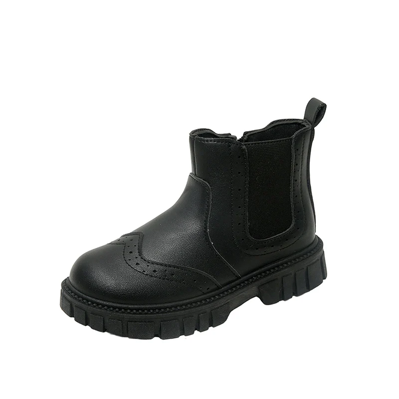 Leather Kids Ankle Boots Soft Bottom Non Slip Autumn Winter