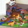 Cartoon Mines Pixel Game Crafts Flannel Blanket Super Warm Throw Blanket for Home Decor Decorative Street Trend Bedspread 3