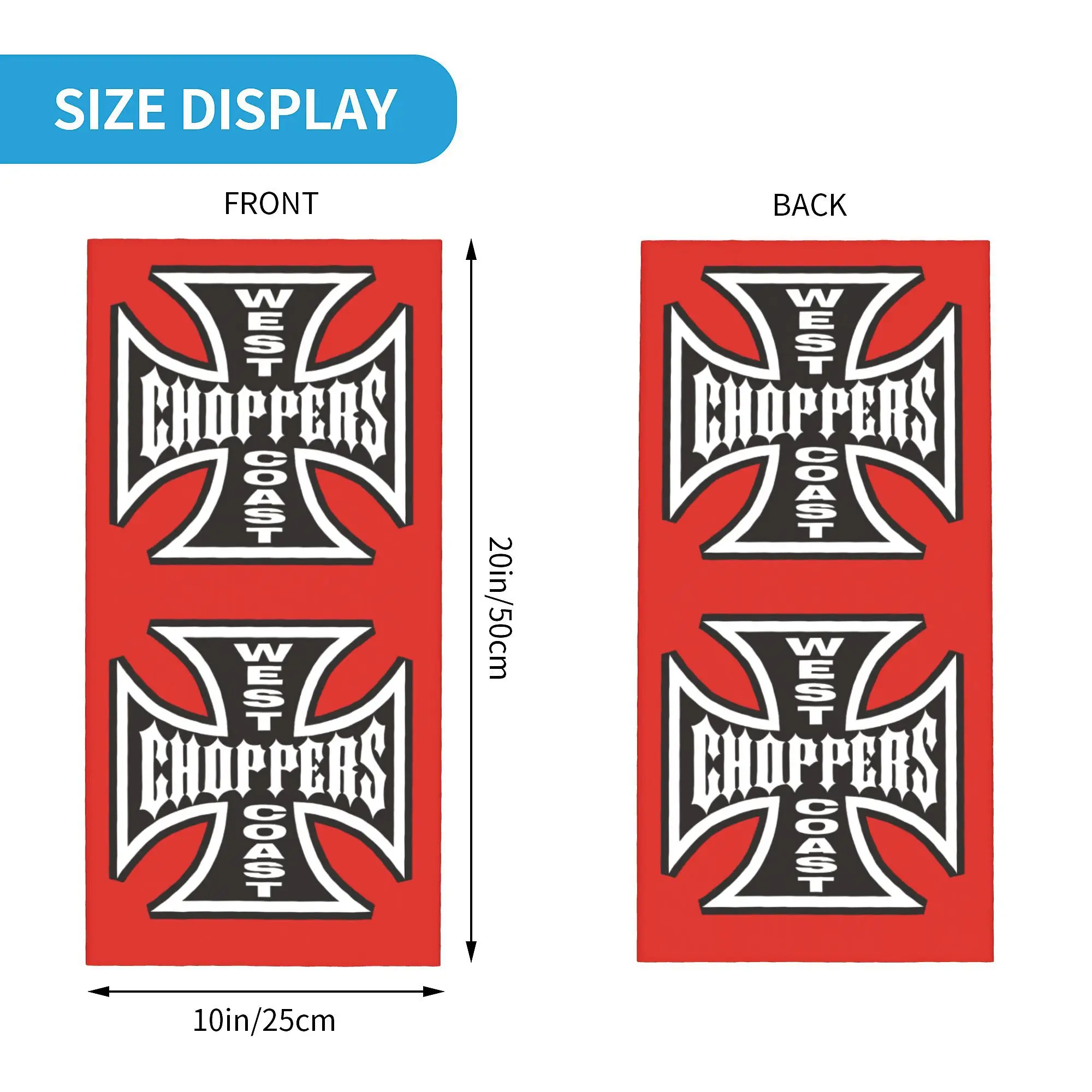 West Coast Cross Iron Choppers Bandana Neck Warmer Men Women Winter Ski Tube Scarf Gaiter Face Cover