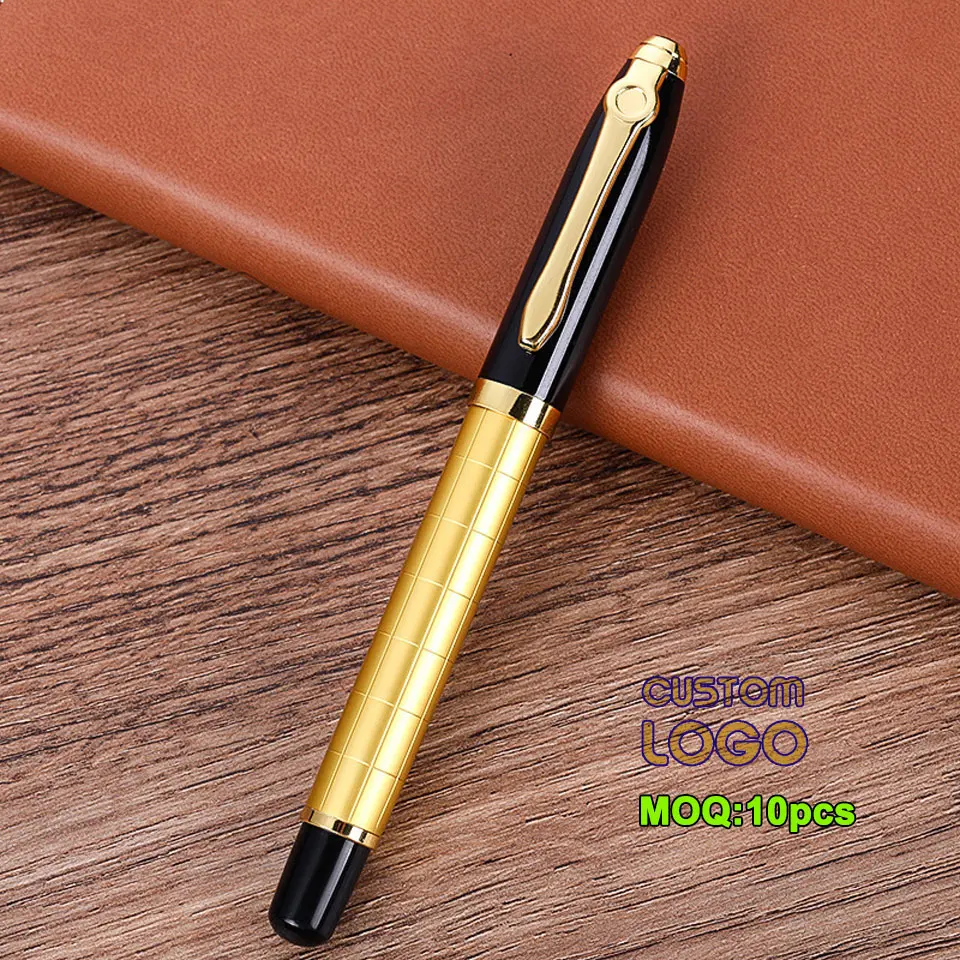 Custom Logo Luxury Quality Metal Roller Ball point Pen Gun Black ink Stationery Office School gift Ballpoint Pens 10pcs/lot