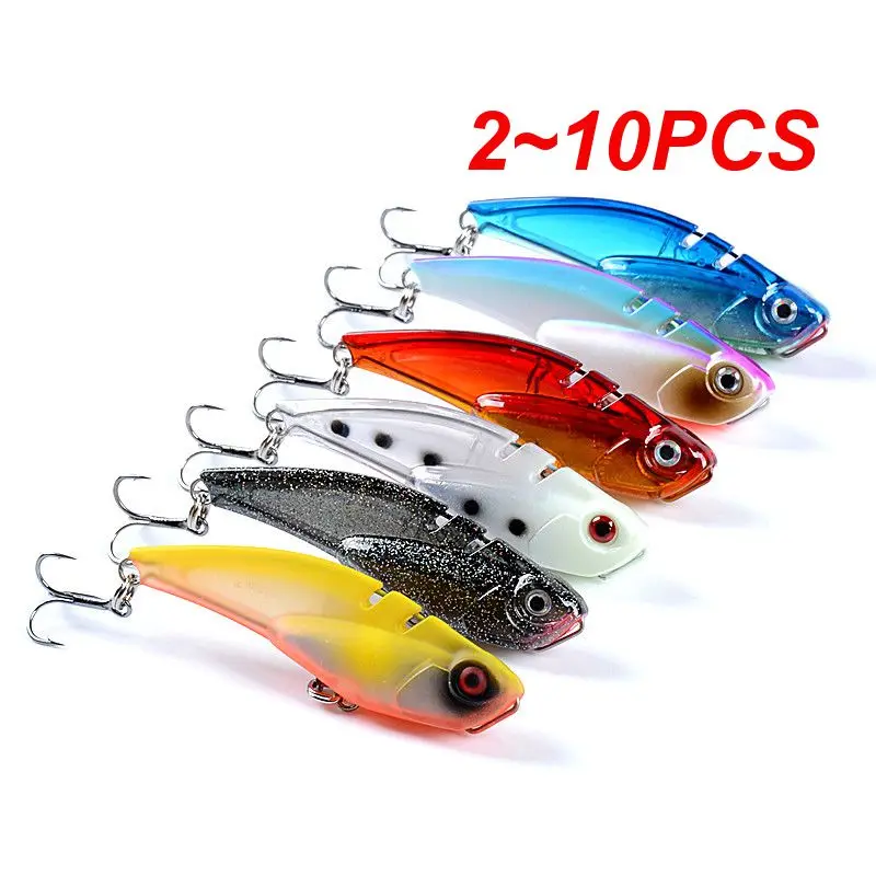 

2~10PCS Vib Sharp Hook Tip Vib Lure Abs Sinking Bait Outdoor Entertainment Lure Bait Realistic Plastic Hard Bait 3d Eyes 6 Color