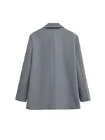 Women's Double Breasted Office Wear Blazer Coat, Long Sleeve, Flap Pockets, Female Outerwear, Chic Tops, Fashion - Image 3