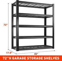 40" Wide Garage Storage Shelves Heavy Duty Shelving Unit 72" Tall Garage Shelving for Storage with 5 Tier Adjustable Metal Wire 2