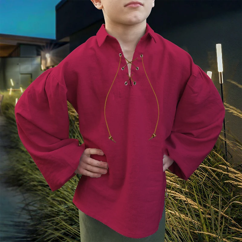 Boys Medieval Pirate Shirt Renaissance Costume Tops