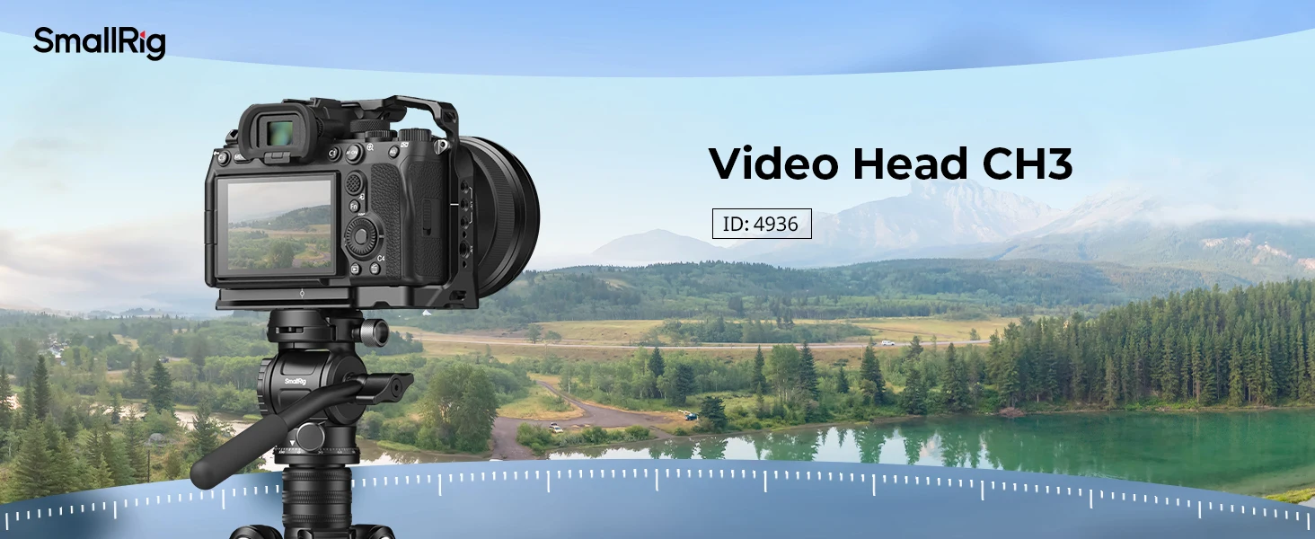 CH3 Video Head, Tripod Fluid Head Pan Tilt Head with Quick Release Plate for Arc