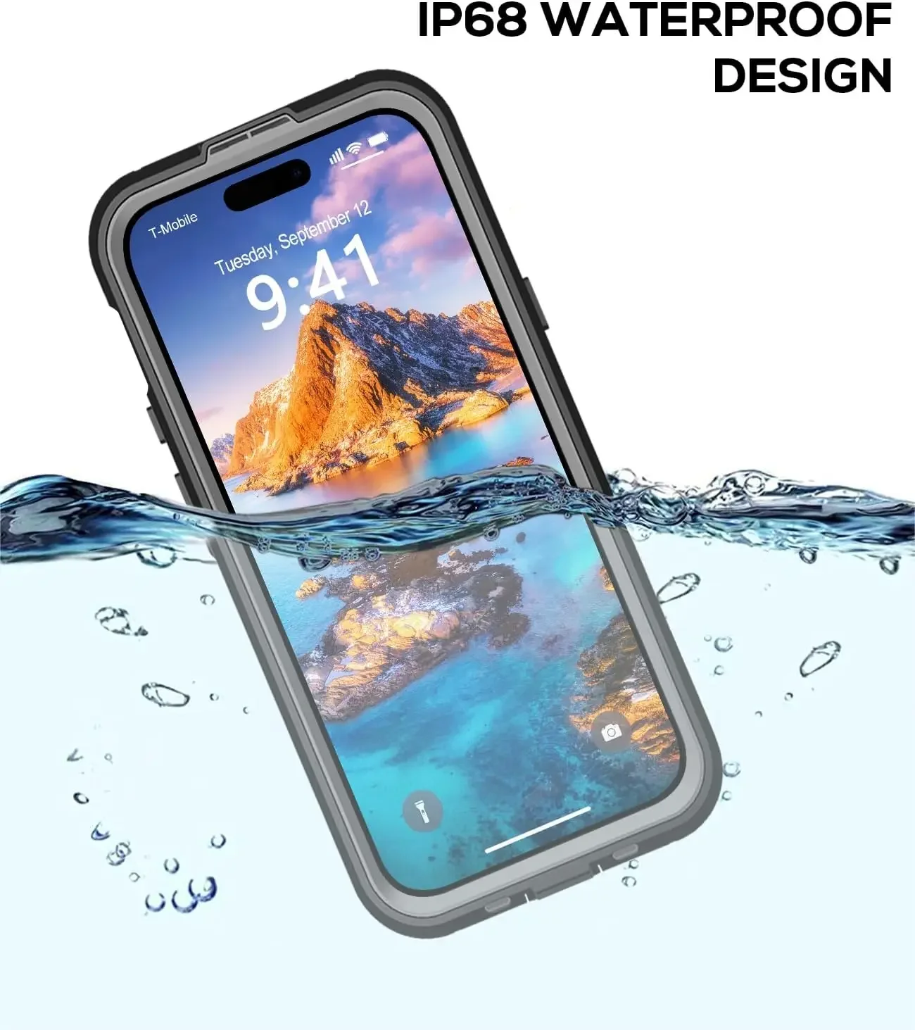 

For iPhone 15 14 Plus 13 Pro Max IP68 Waterproof Clear Magnetic Case Shockproof Dustproof Diving Cover Built-in Screen Protector