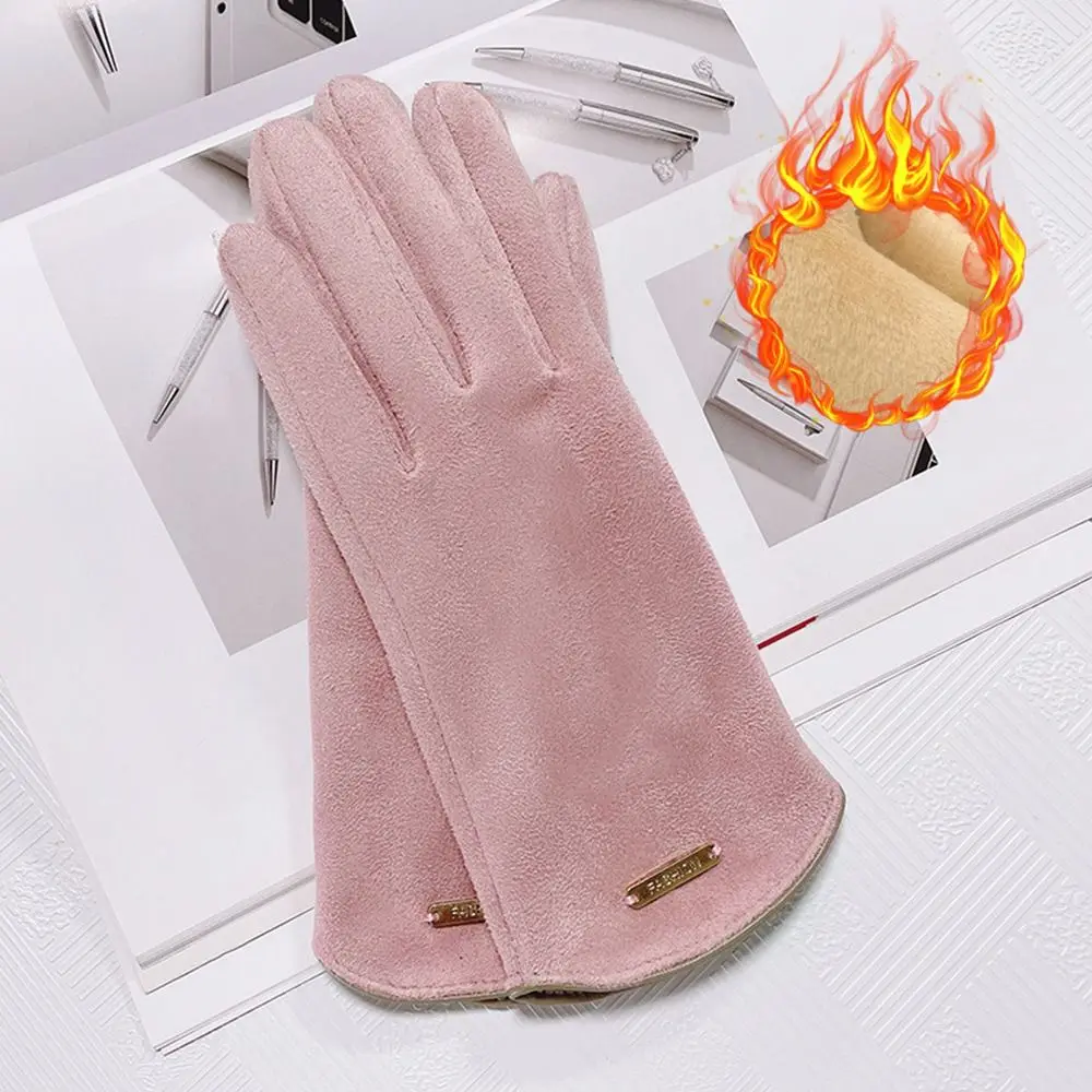 

Suede Touch Screen Gloves Graceful Warm Thicken Driving Mittens Winter Velvet Ski Gloves Women