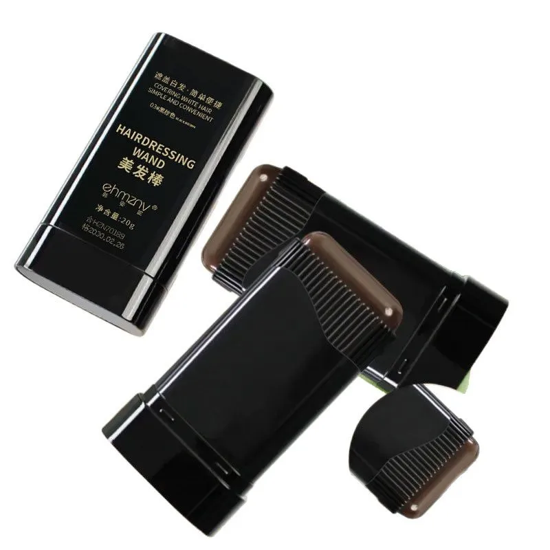 2in1 Hair Dye Stick with Comb Black Brown Coffee Long Lasting Temporary Hair Coloring Covered White Hairs Hairline Pen Washable