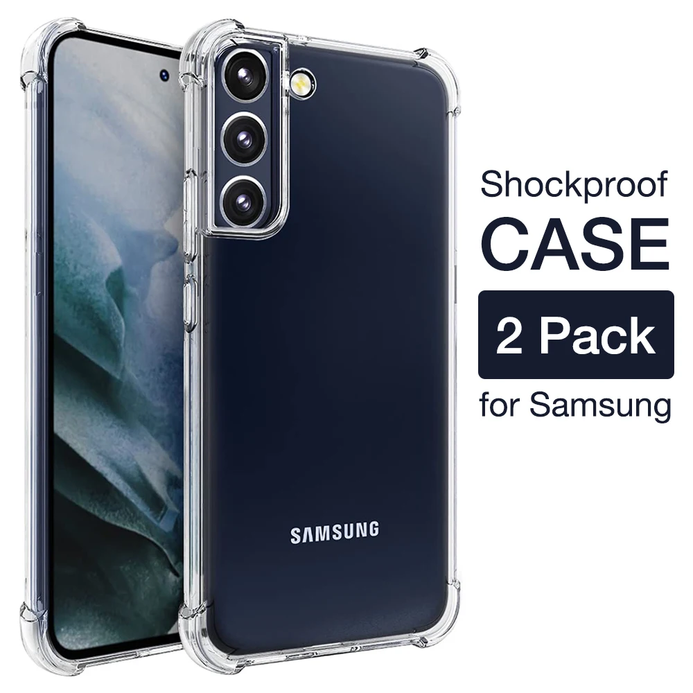 2-Pack противоударный чехол для Samsung Galaxy S22 S21 FE S20 Plus ультра 5G Прозрачная защитная