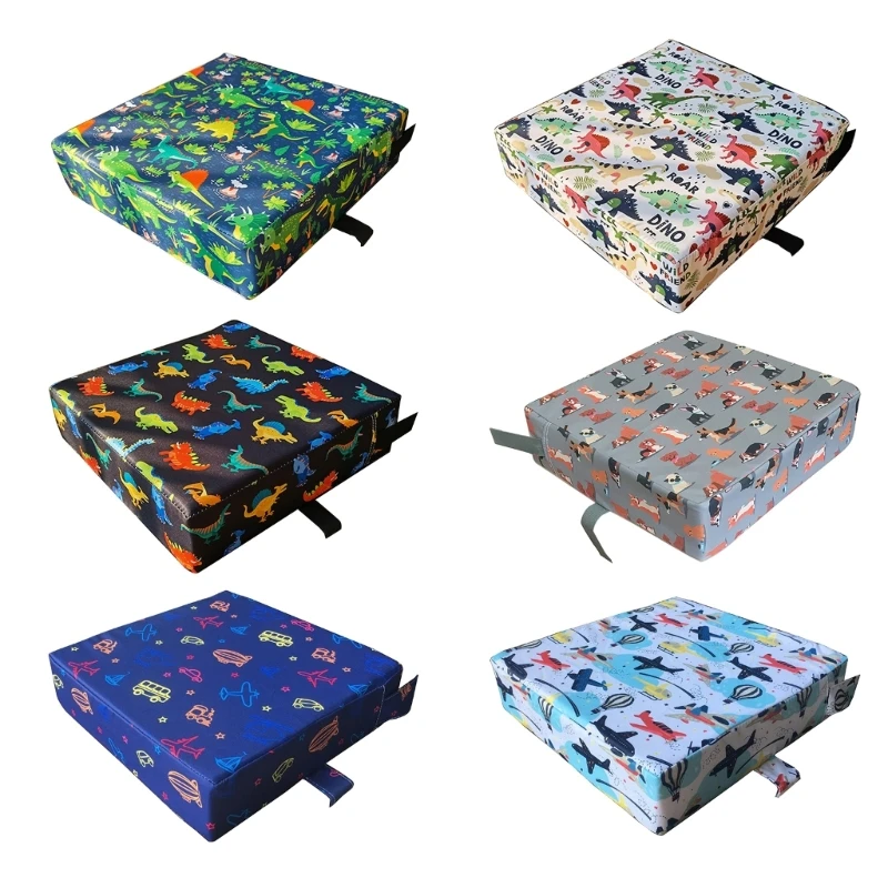Cartoon Toddler Booster Seat Anti-Slip Children Highchair Cushion Waterproof Fabric Chair Pad for Dining Table Home