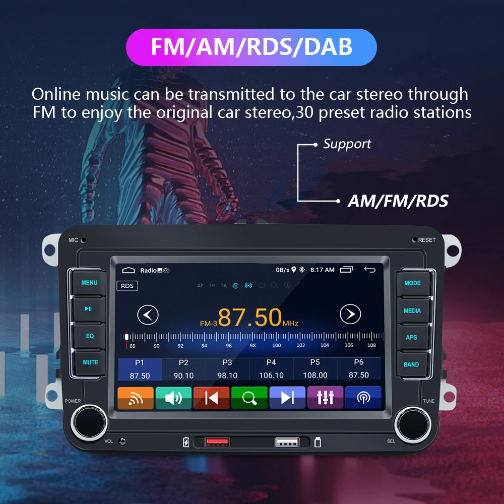 Reproductor Multimedia Inalรกmbrico para coche, Radio estรฉreo con Android, CarPlay, 7 pulgadas, para VW/Passat/Touran/Caddy /Jetta