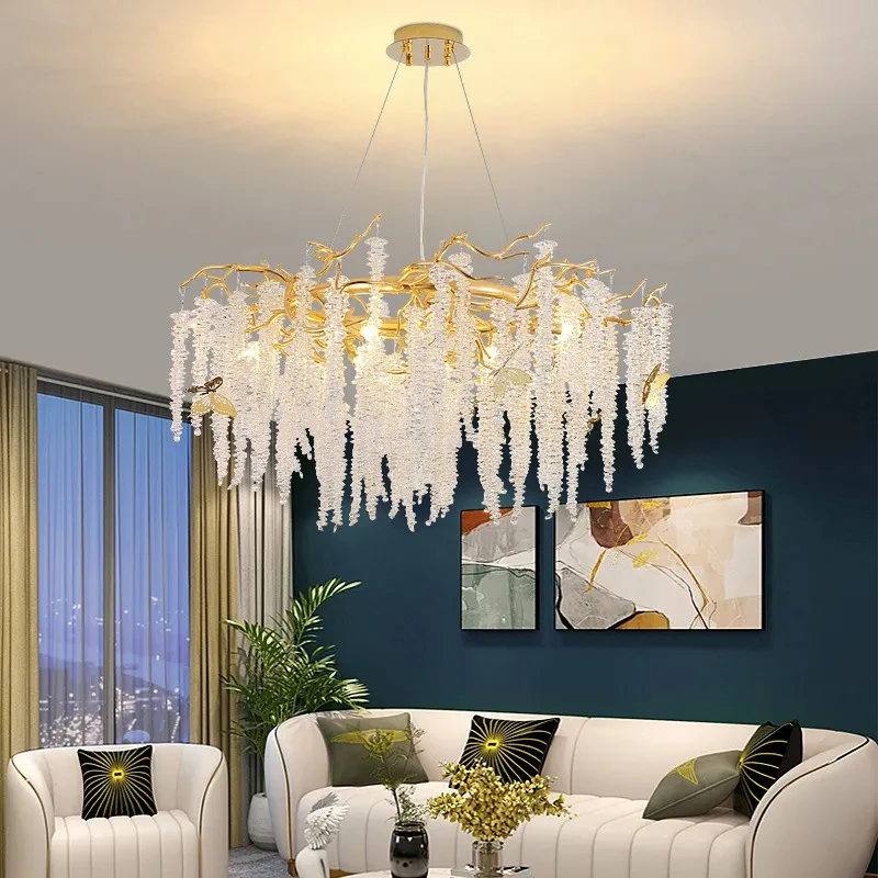 

BUYBAY Luxury Crystal Chandelier Nordic Creative Tassel LED Pendant Light Living Room Hotel Bedroom Home Decor Hanging Lamp