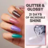 Makartt Holographic No Wipe Top Base Coat Set Soak Off UV LED Gel Nail Polish Glitter Mirror Top Base Coat Poly Nail Gel Shine 2