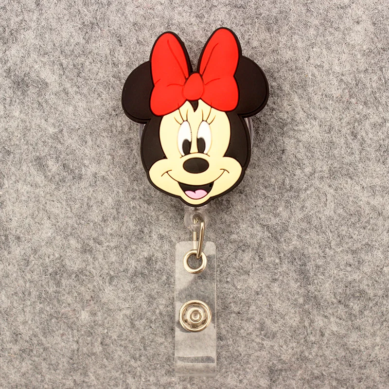 Retractable Badge Reel Badge Holder Retractable ID Tag Retractable ID Lanyard Cartoon Cute Stitch Blue Mouse Retractable Badge Reel For Nurse Doctor Card Holder Office Hospital Name Card Supplies