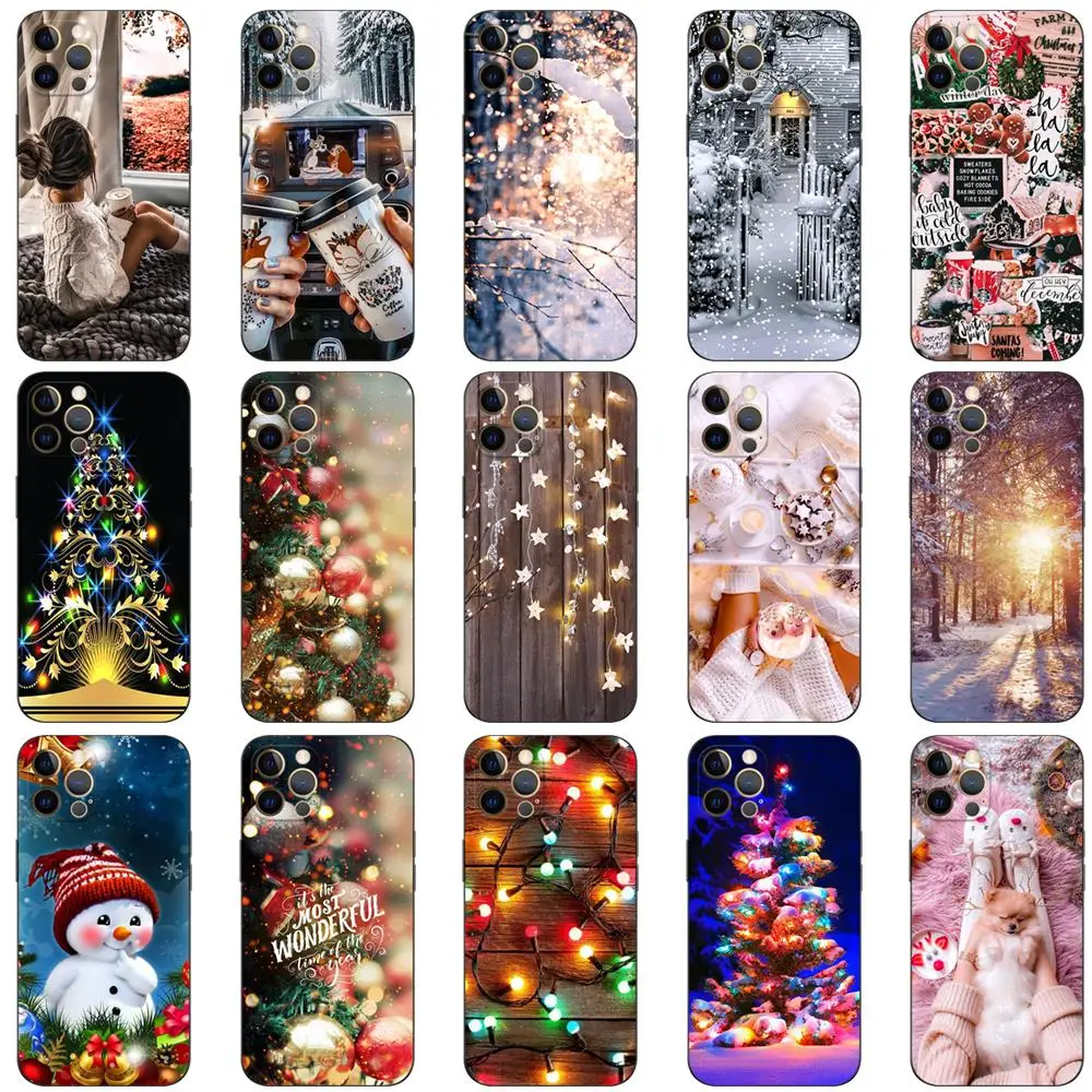 Per Iphone 12 Custodia Per Iphone 12 Mini 12 Pro Max Cover Per Apple Iphone12 12Pro Bumper Black Tpu Case Winter Christmas Girl