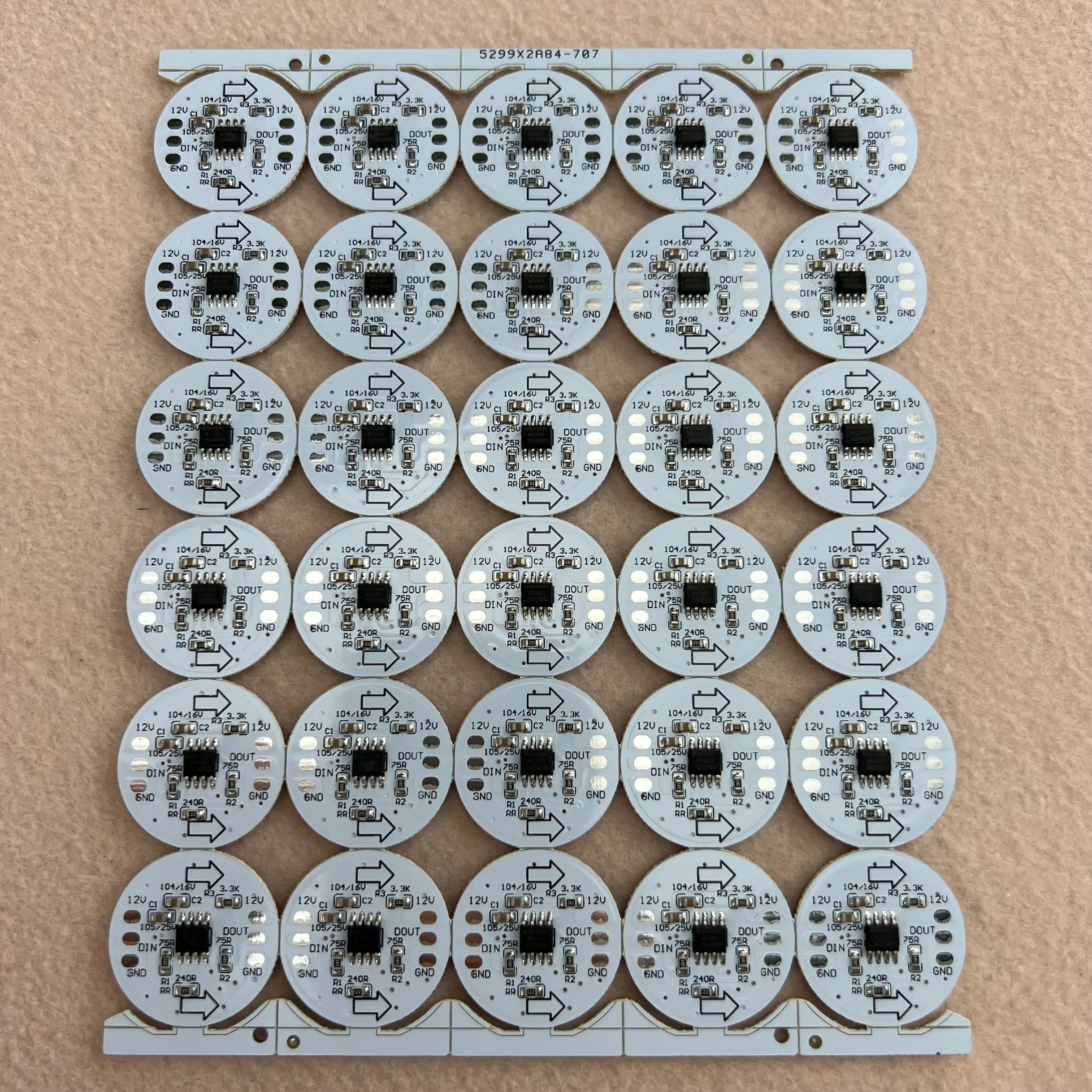 26mm diameter WS2811 PCBA with 3pcs 5050 SMD RGB LED 0.72W DC12V input