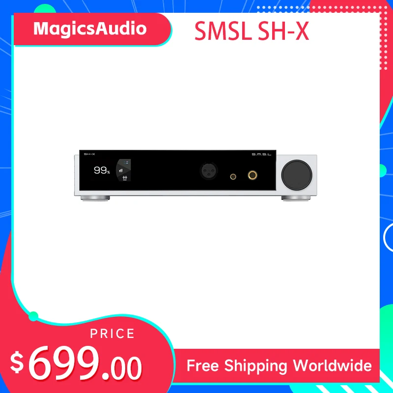 

New Hot SMSL SH-X Headphone Amplifier High Output Power Three Gain Adjustment Preamplifier Output 6.35mm/4.4mm Port