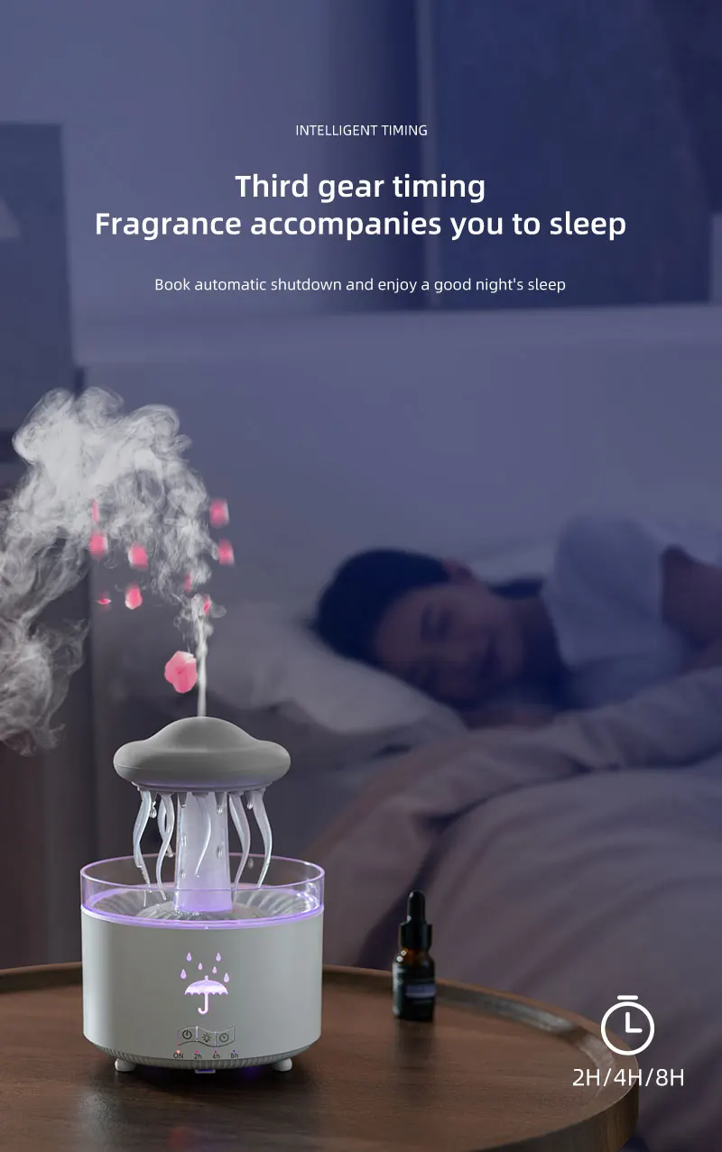 AquaJelly diffuser creating a calming bedroom atmosphere