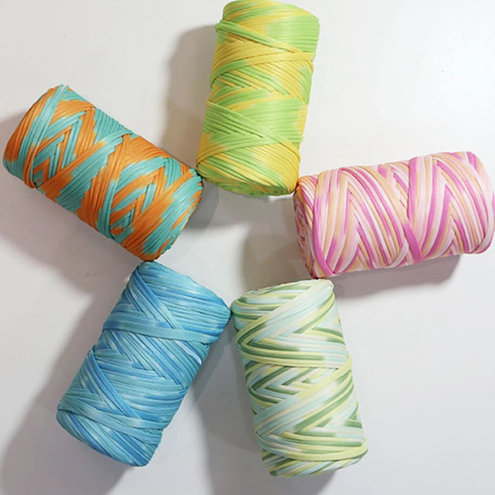 300g T-shirt Cotton Yarn For Knitting DIY Soft Wool Crochet Bag Blanket Cord Section Dyed Rainbow Weaving Thread Puffy 150 Meter 4